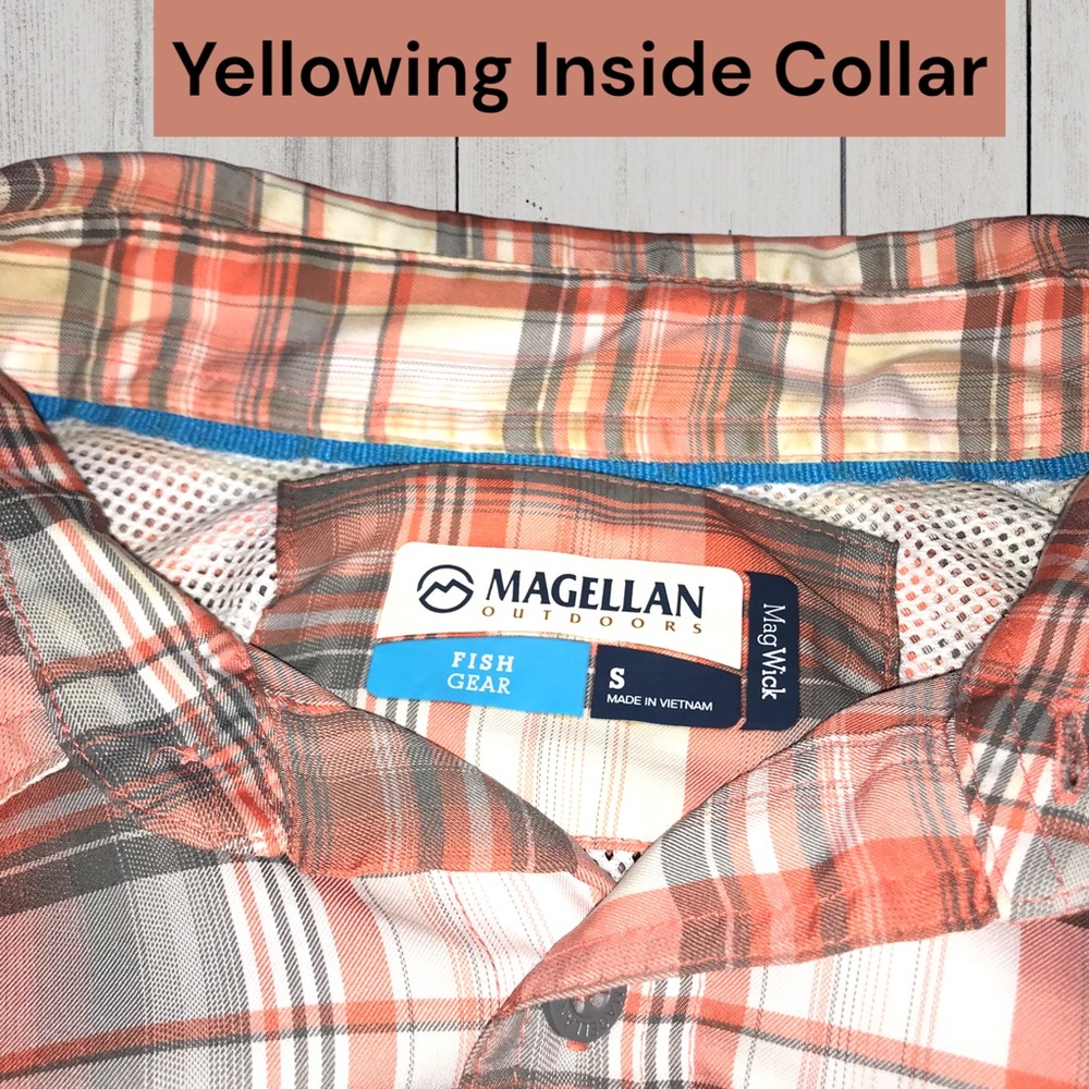MAGELLAN Vented Plaid Mag Wick Fish Gear Button Down Utility Shirt - Picture 11 of 11